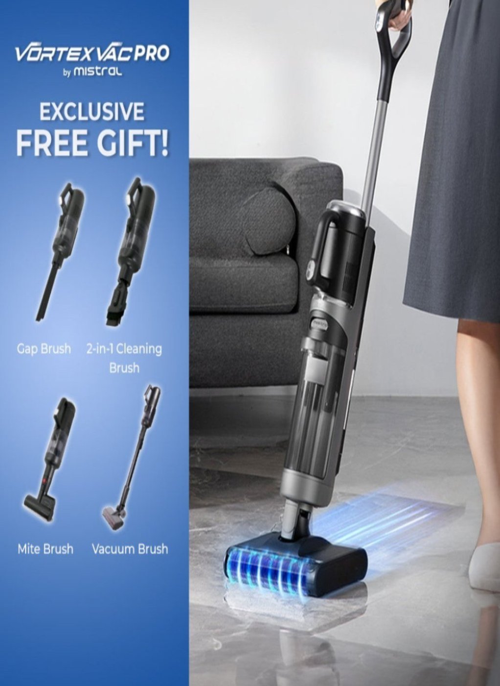 [Online Exclusive] VortexVac Pro Dual Roller Floor Washer Vacuum